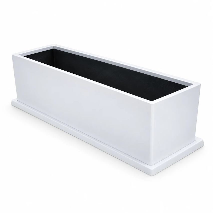 Maceta rectangular de fibra de vidrio 100x30x30 - Imagen 2
