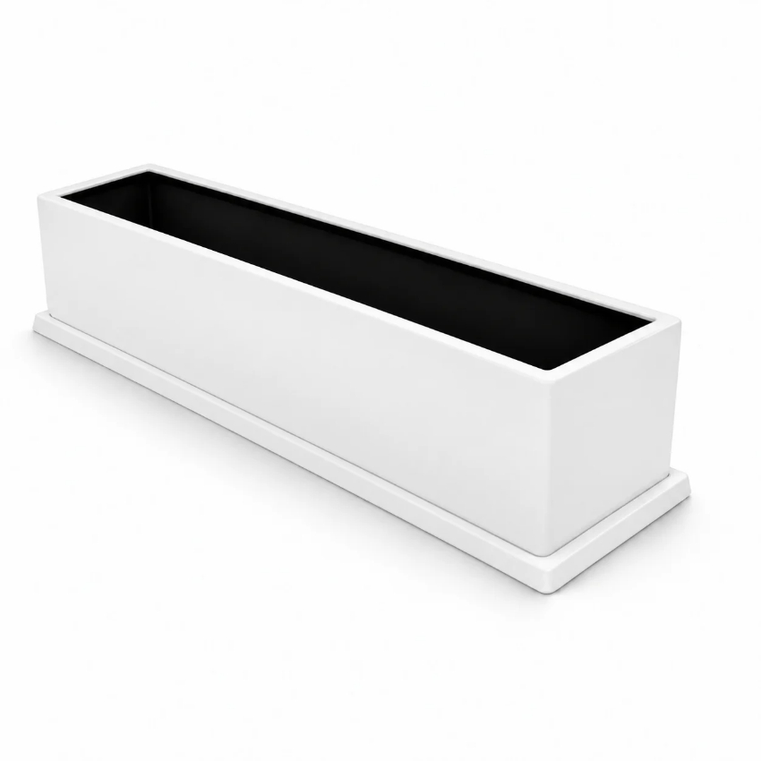 Maceta rectangular de fibra de vidrio 80x30x25 - Imagen 2